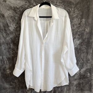 Oversized White Women's Button Down Shirt
